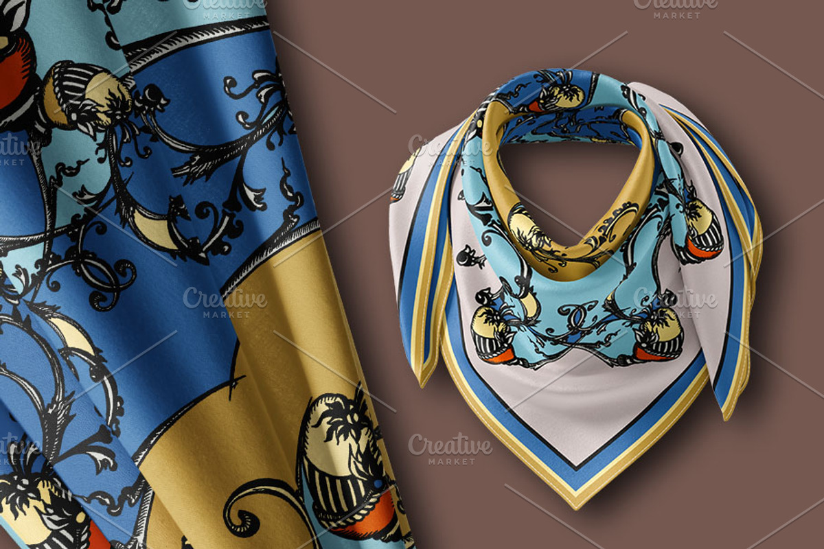 Rococo Botanique Silk Scarves Design, a Decorative Illustration by ilustrinna (Photo 8 of 12)