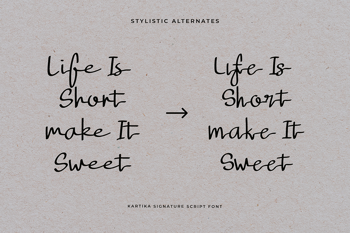 Kartika a Signature Script Font, a Script Font by Dawnside Graphic (Photo 8 of 16)