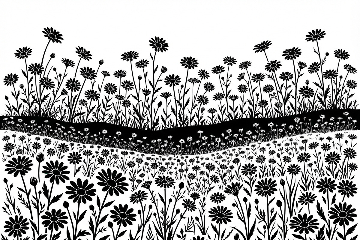 60 Daisy Flower Field Silhouette, a Seasonal Illustration by Amazin_art (Photo 14 of 22)