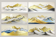 Oil painting golden mountain wallpap, a Decorative Illustration by fei long (Thumbnail 8 of 10)