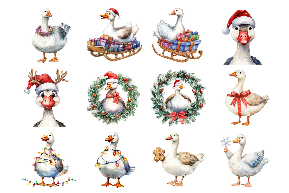 Funny Goose Christmas Clipart, an Illustration by Design Market (Photo 3 of 4)