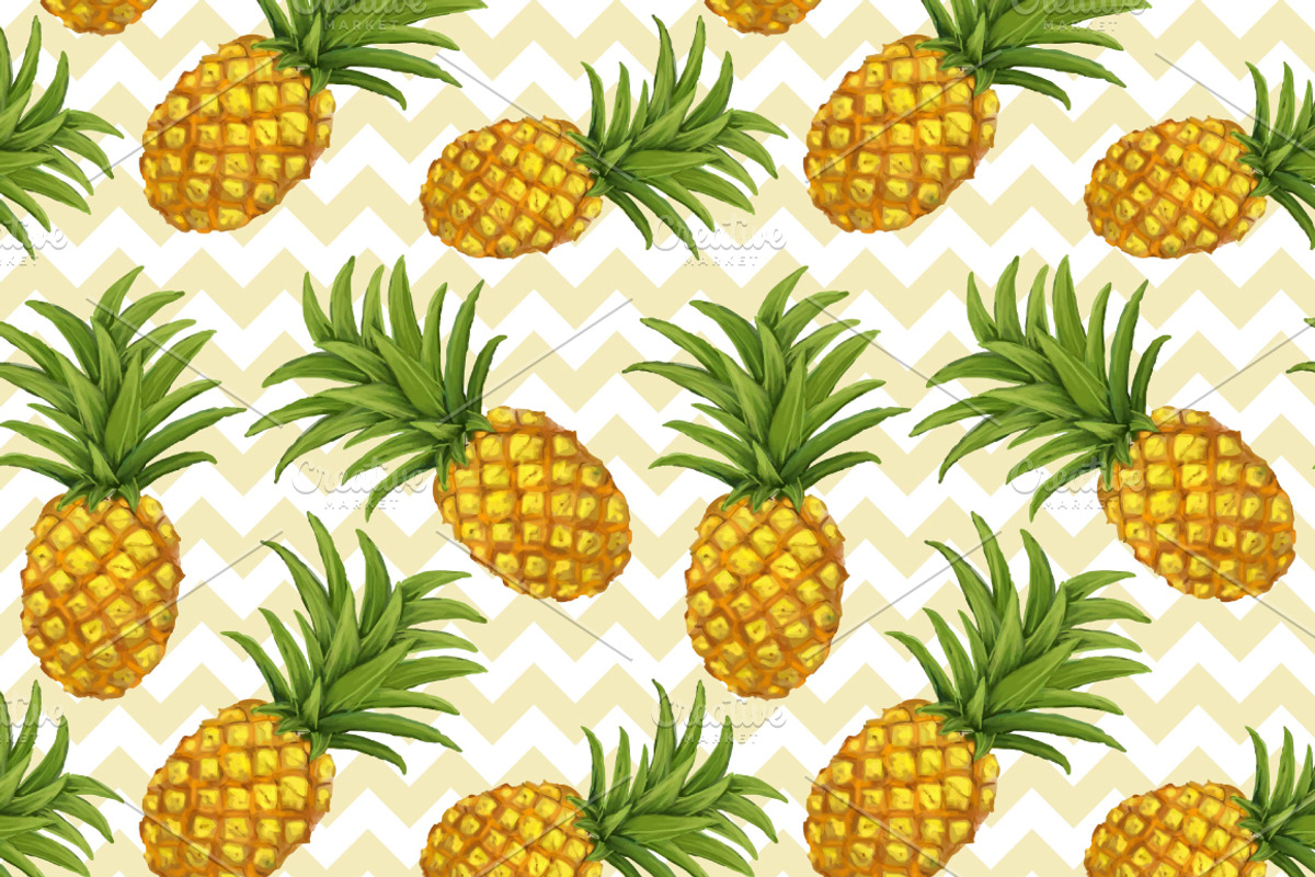Pineapples patterns set. Hand drawn, a Pattern Graphic by Julia Bilenko (Photo 3 of 5)