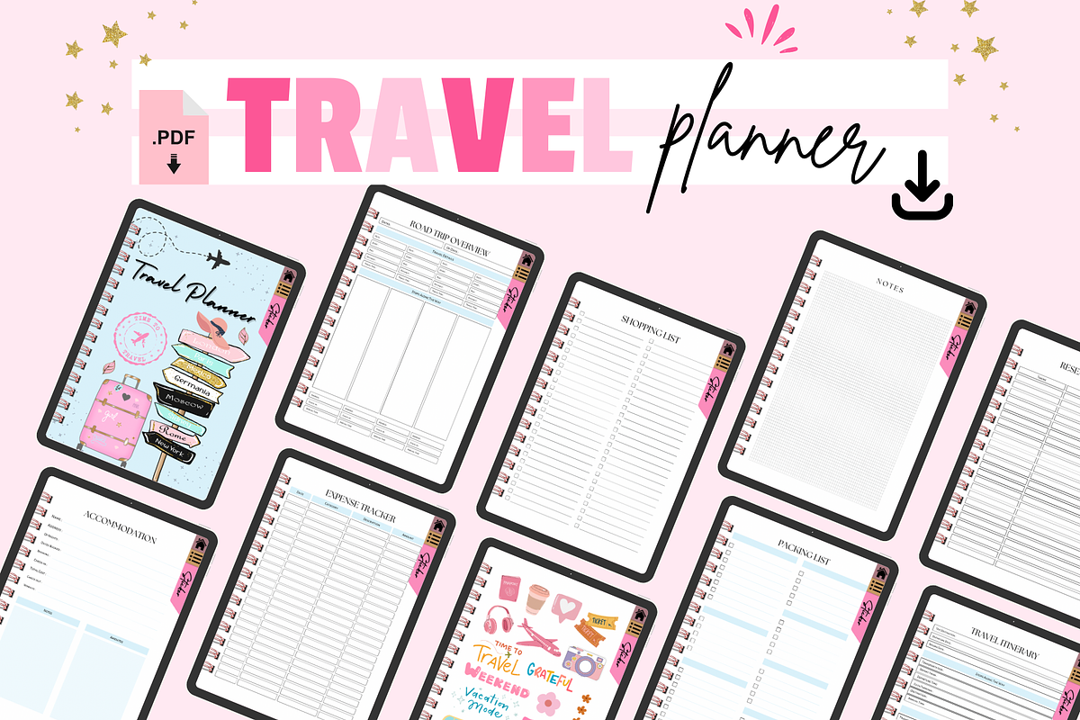 Chic Digital Travel Planner for Girl, a Templates & Theme by bellaROSEworkshop (Photo 4 of 10)