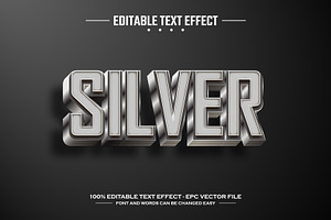 Silver 3D editable text effect, a Layer Style Add-On by nicemorning