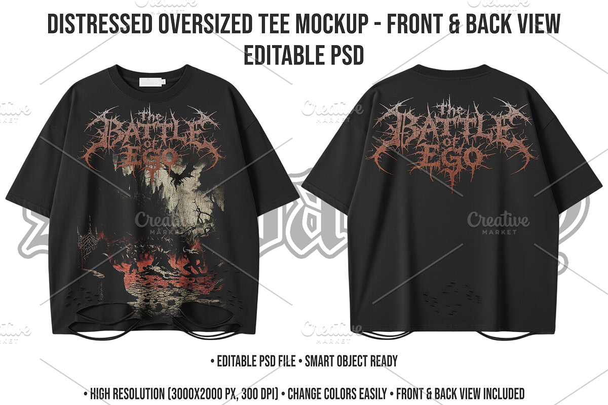 Oversized Tee Mockup 4K Editable PSD, a Shirt Mockup by std.badboy (Photo 1 of 5)