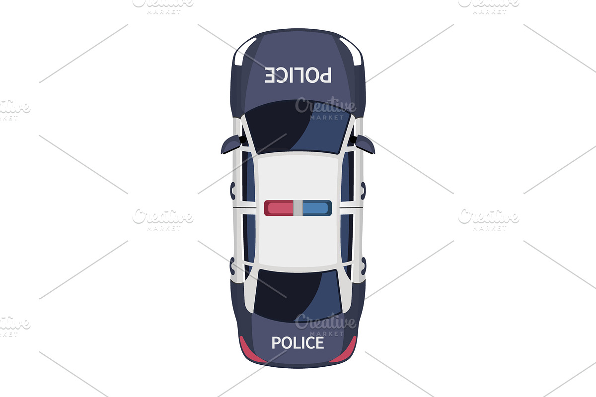 Top view police car, a Transportation Illustration by Yayasya