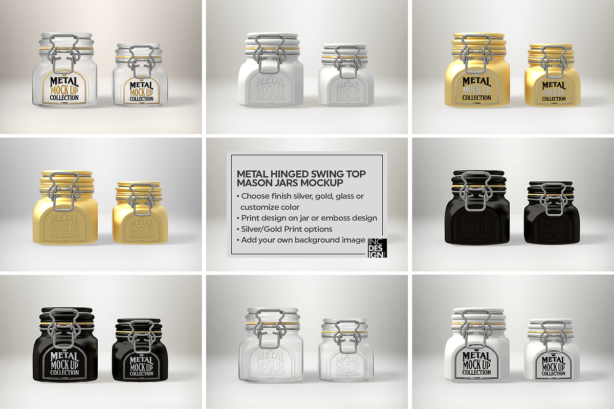 Hinged Swing Top Metal Jars Mockup, a Product Mockup by INCDesign (Photo 2 of 7)
