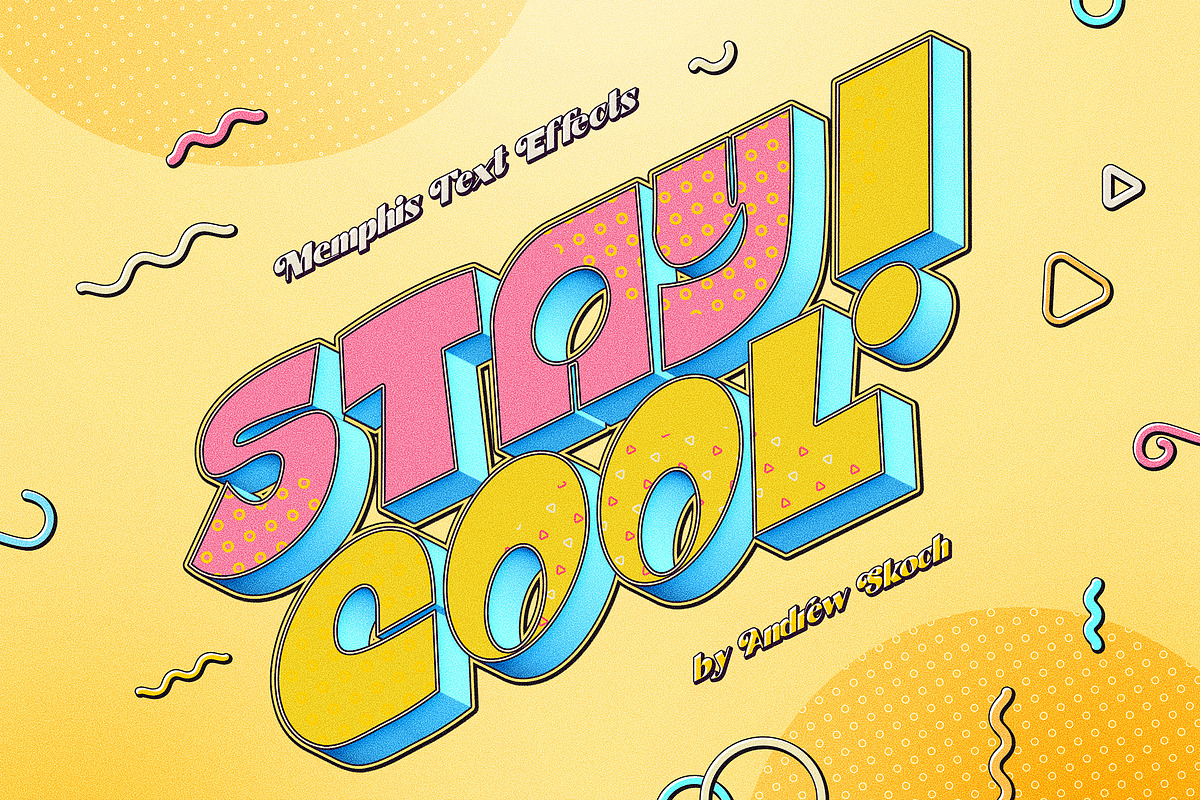 Memphis Text Effects, a Layer Style Add-On by Andrew Skoch Design (Photo 7 of 9)