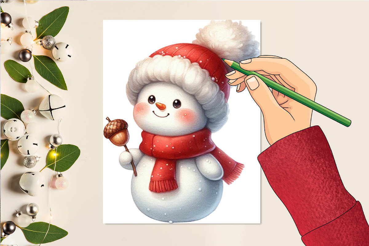 Watercolor Christmas Snowman Animal, an Illustration by DreamCafeArt (Photo 6 of 6)
