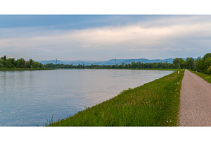 View of Rhine river in the evening, Baden-Wurttemberg, Germany, a Nature Photo by Leonid Andronov