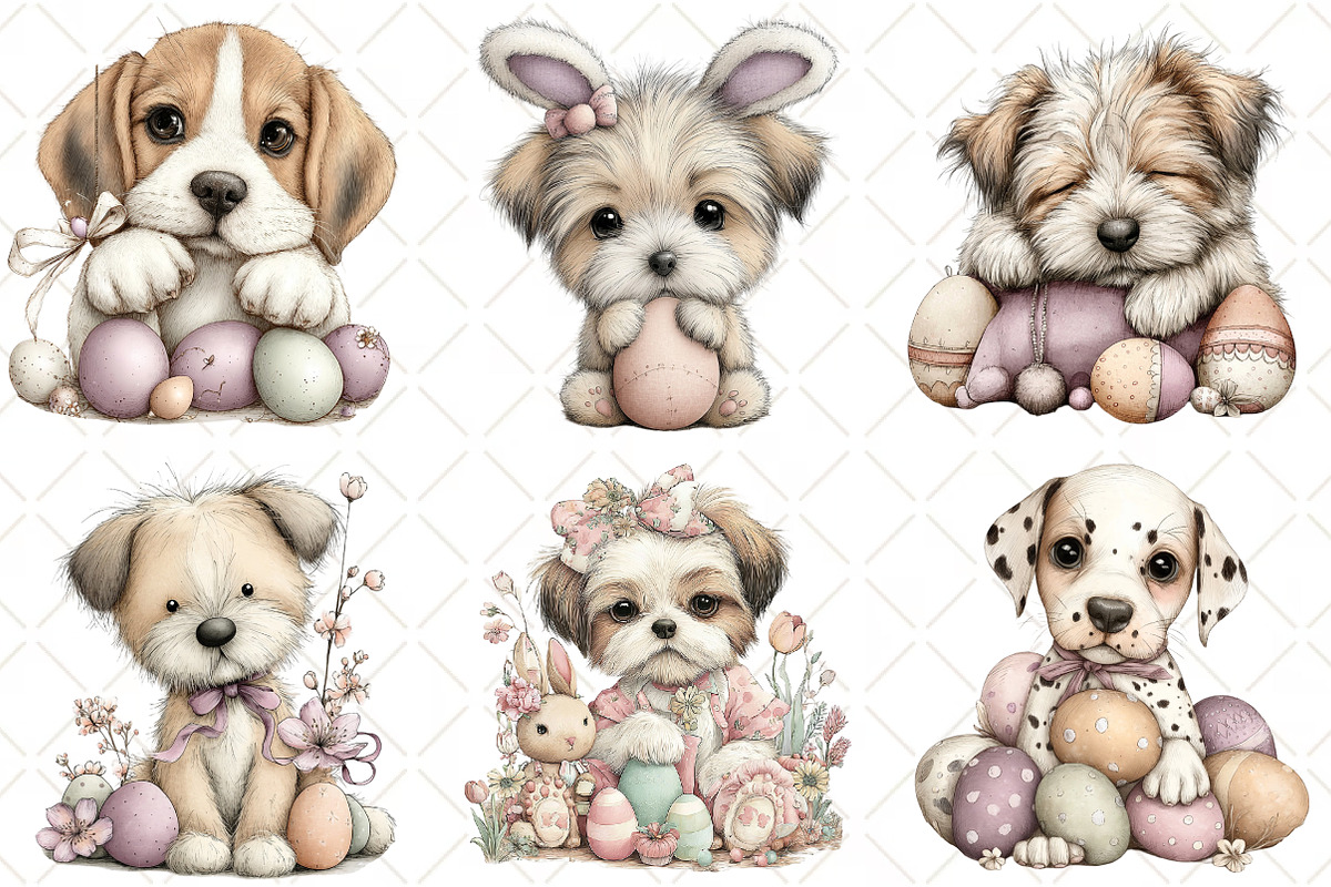 Whimsical Easter Dog Clipart PNG, an Illustration by Black Bird Studio (Photo 3 of 5)
