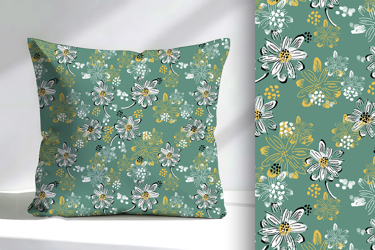 White Hand Drawn Daisy Seamless, a Pattern Graphic by Sharon Schwalbe (Photo 4 of 6)
