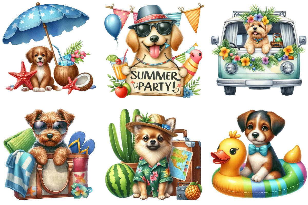 Dog Love Summer Clipart, an Illustration by Pixels.Craft (Photo 5 of 8)