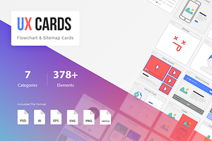 378 UX Cards - Flowchart & Sitemap, a Device Mockup by The UI Shop