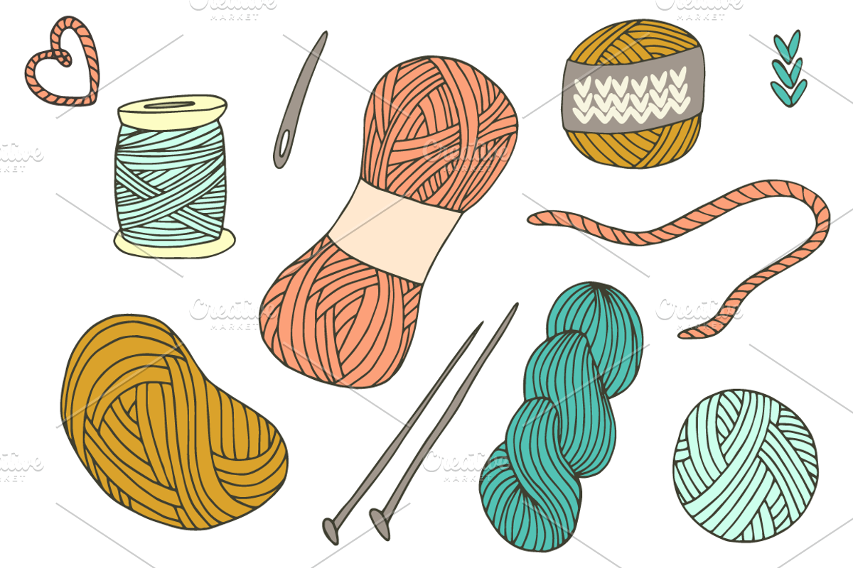 -50% OFF! Yarn balls hand drawn set, an Illustration by Lytvynenko Anna (Photo 2 of 6)