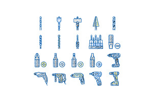 drill equipment construction icons, an Object Illustration by pikepicture