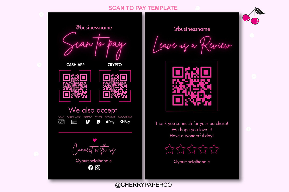 QR Code, Scan To Pay Sign Template, a Social Media Template by Cherry Paper Co (Photo 1 of 6)