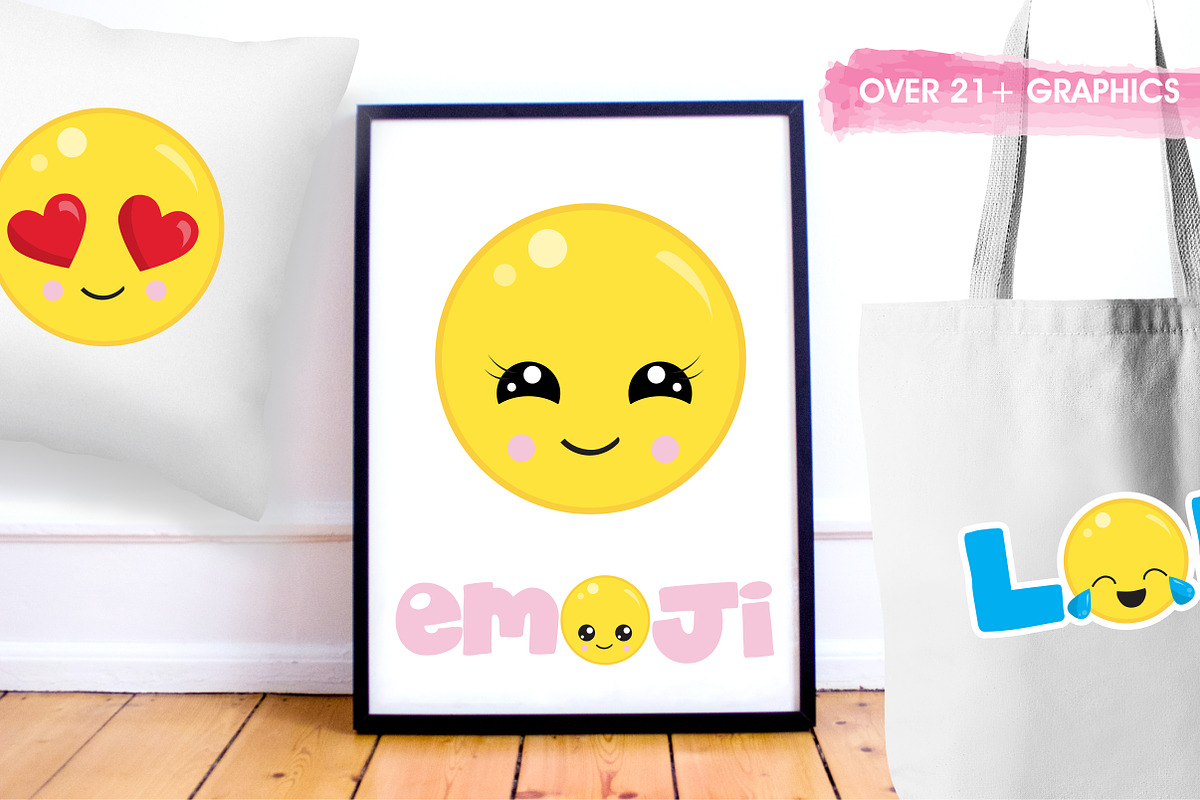 Cute emoji's illustration pack, an Illustration by PrettyBundles