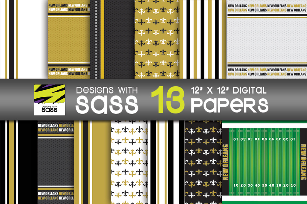 New Orleans Football Paper Pattern, a Pattern Graphic by Designs With Sass
