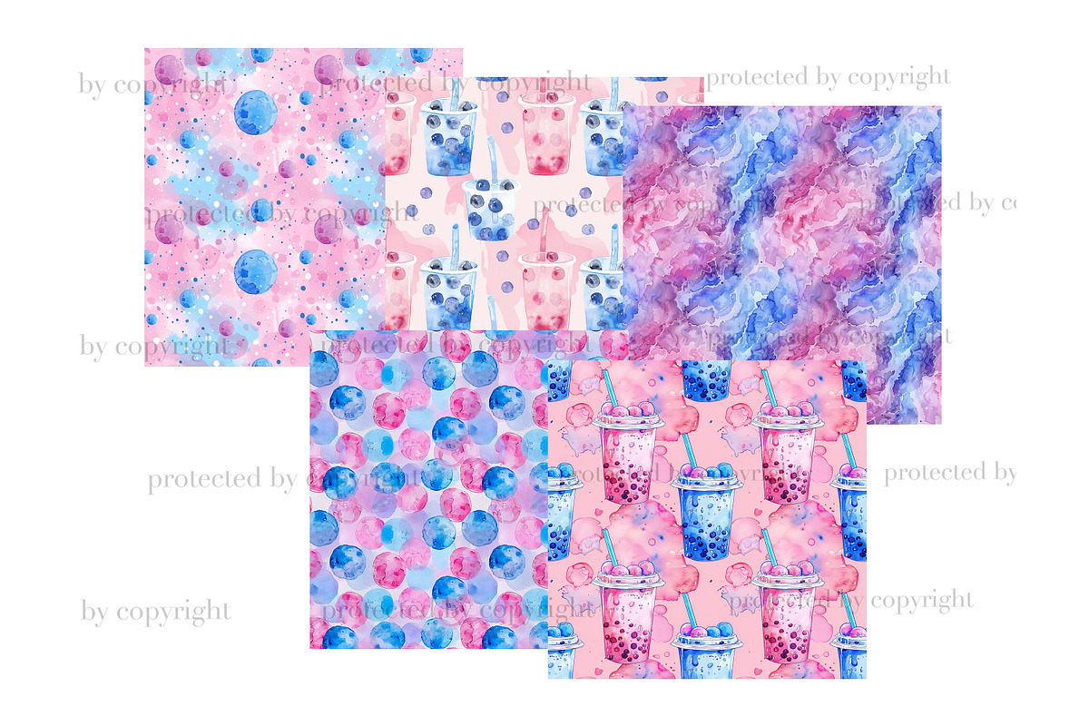 Bubble Tea Digital Paper, a Pattern Graphic by GlamArtZhanna (Photo 4 of 4)