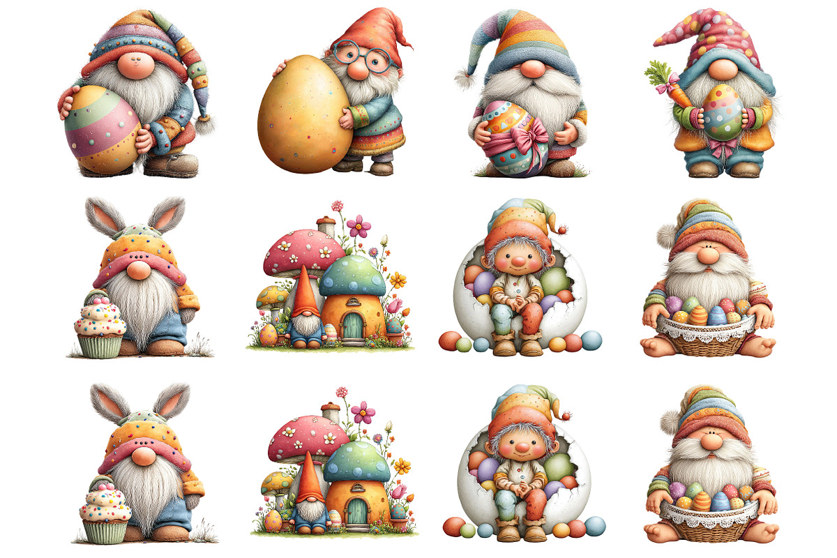 Easter Gnome Egg Clipart, an Illustration by DreamArtGraphic (Photo 2 of 4)