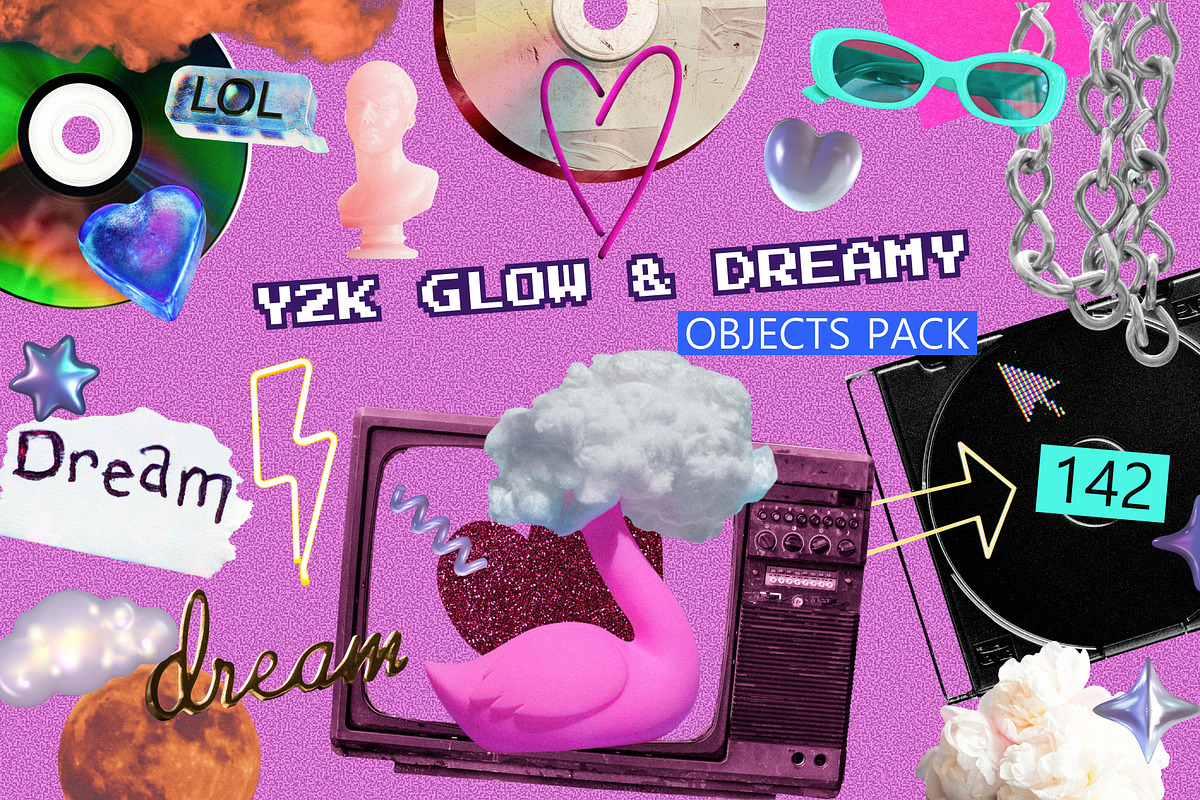 Y2K Glow & Dreamy Objects Pack, an Object Graphic by Anzhelika (Photo 1 of 10)