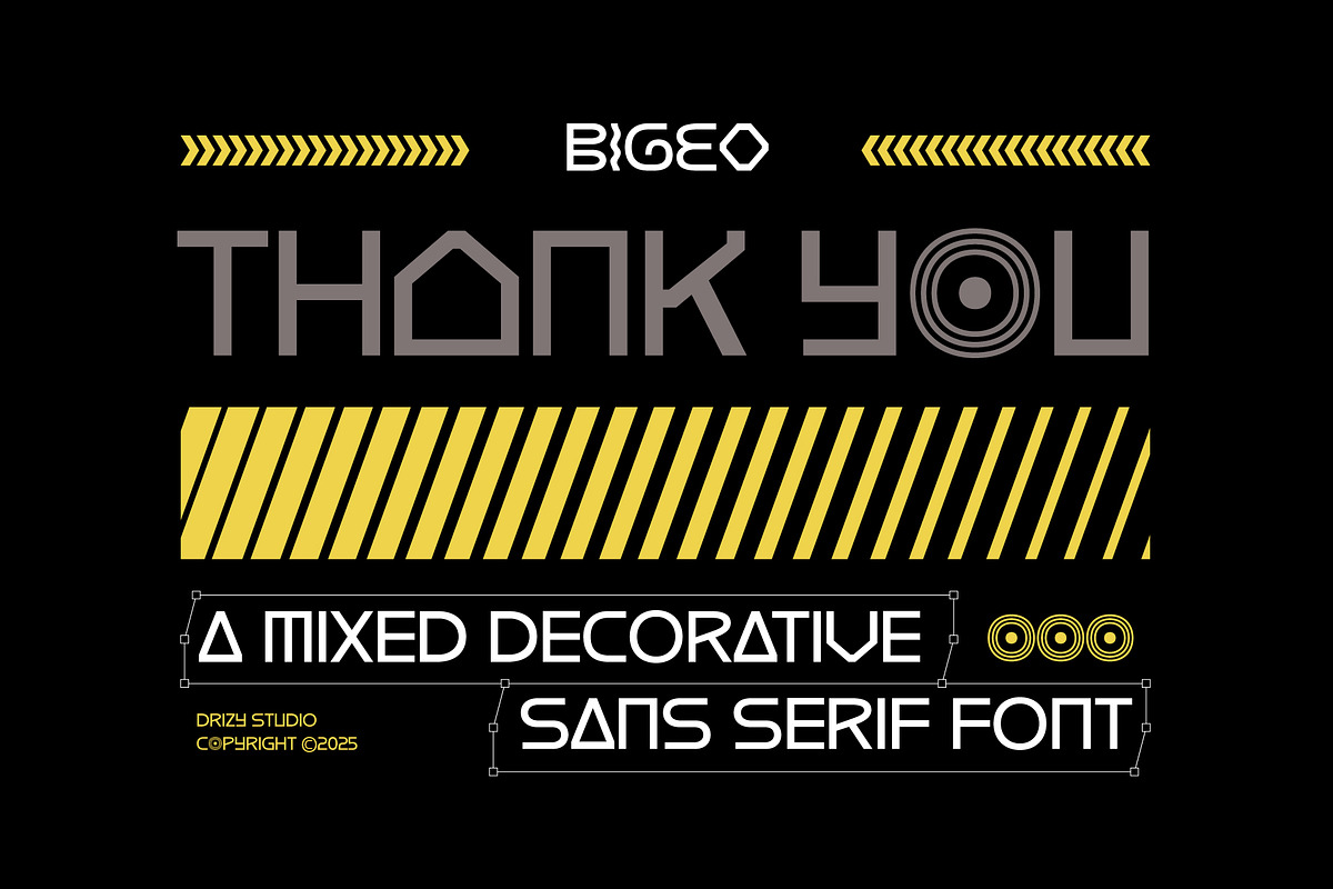 Bigeo – Mixed Decorative Sans Serif, a Sans Serif Font by Drizy (Photo 10 of 10)