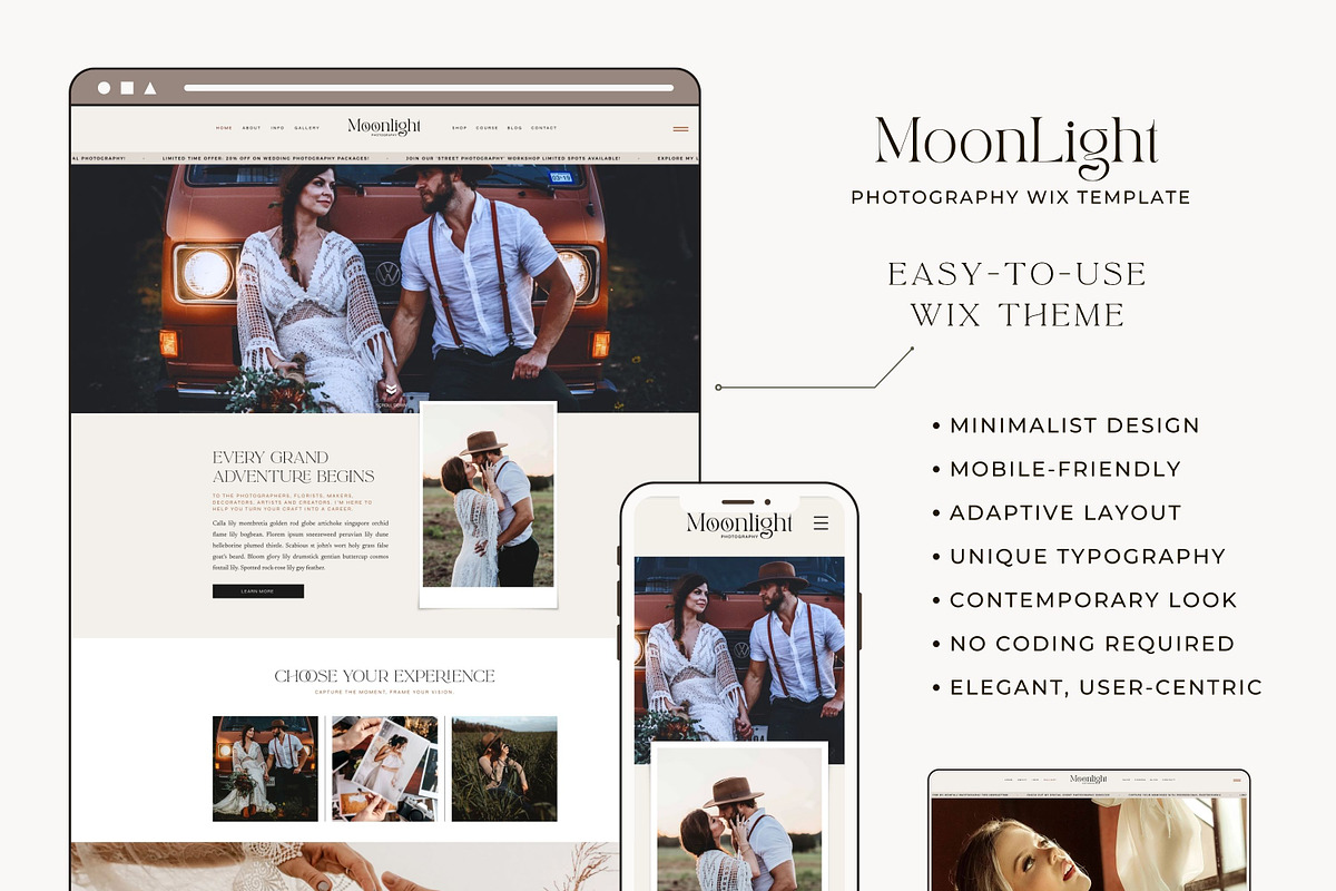 Wix Website Template - Photography, a Wix Template by Nes Design Co (Photo 2 of 19)
