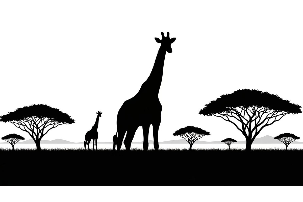 Giraffe Safari Silhouette Vector Bun, an Illustration by Designer_Momina (Photo 22 of 51)