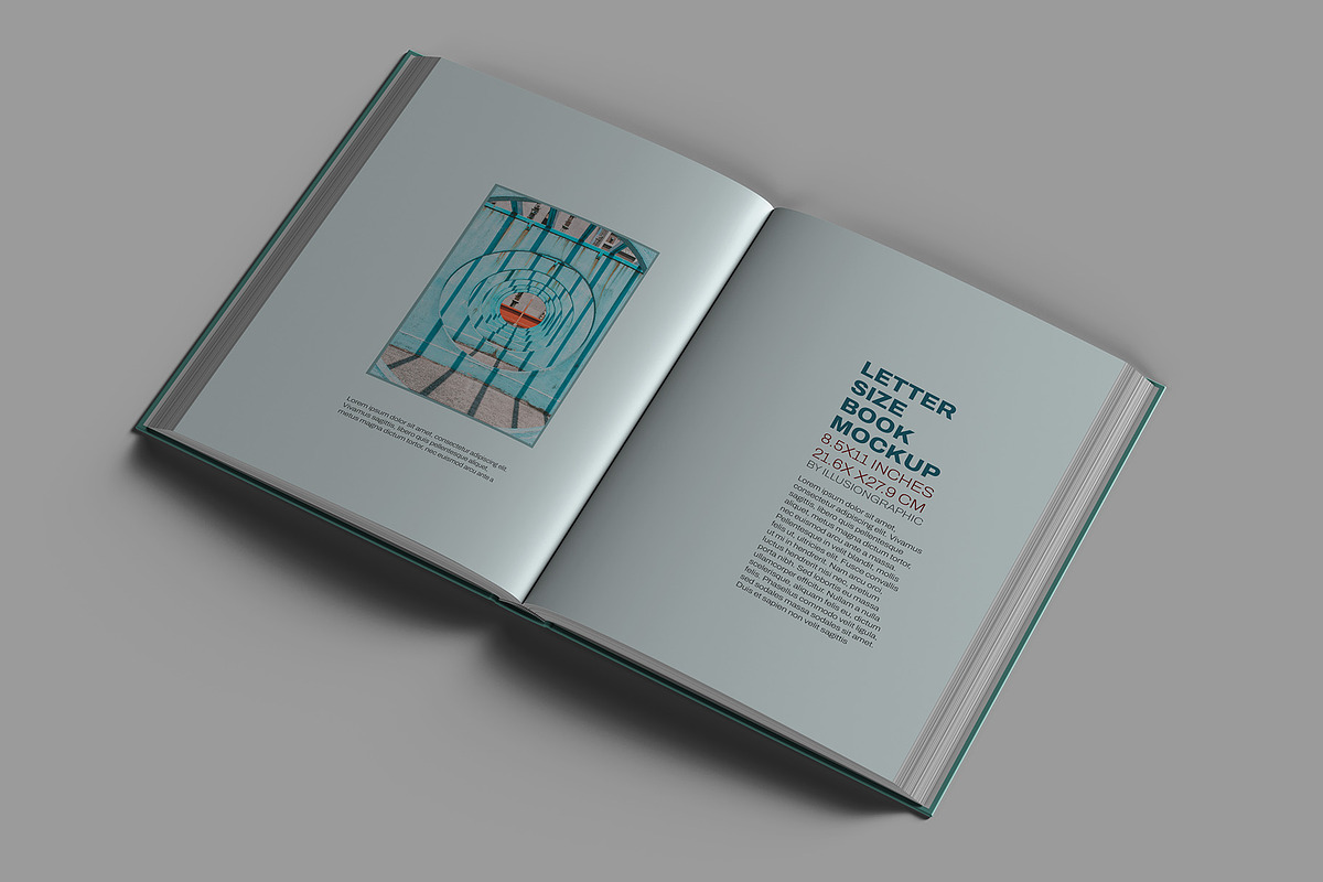 Letter Size Book Mockup - 8 views, a Books & Magazine Mockup by Illusiongraphic (Photo 5 of 24)