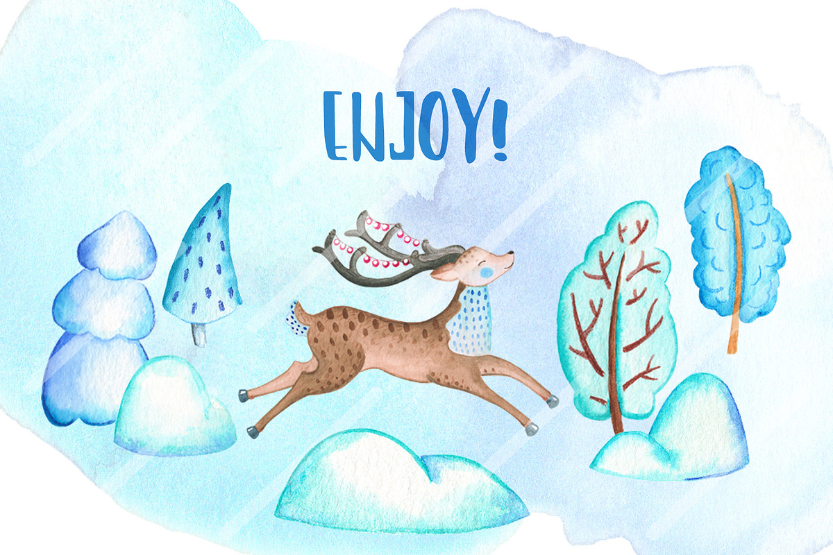 Christmas Deer Watercolor Clipart, an Animal Illustration by RabbitAndPencil (Photo 9 of 9)