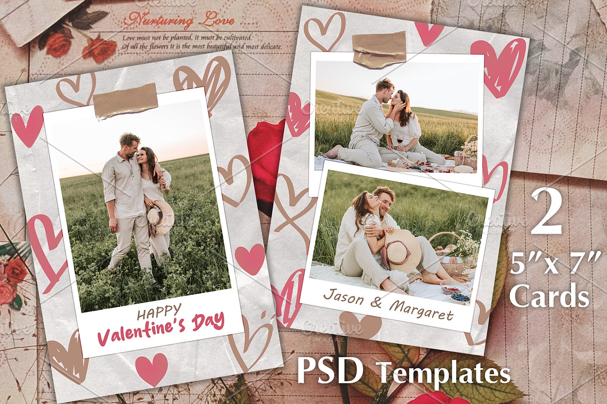 Hearts Valentine Photo Cards PSD, a Card Template by PSD templates and Photos (Photo 1 of 4)