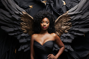 13 Black Angel Wings Backdrops