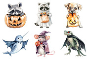 Watercolor Halloween Animals Clipart, an Illustration by Daily.Designs (Thumbnail 2 of 5)