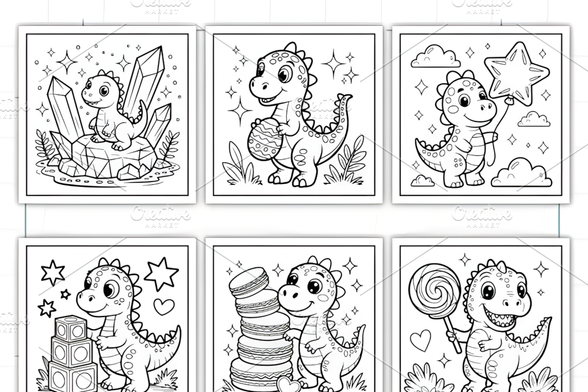 Bold Easy Cute Dinosaur Coloring Pag, an Animal Illustration by Ink Gallery (Photo 9 of 9)