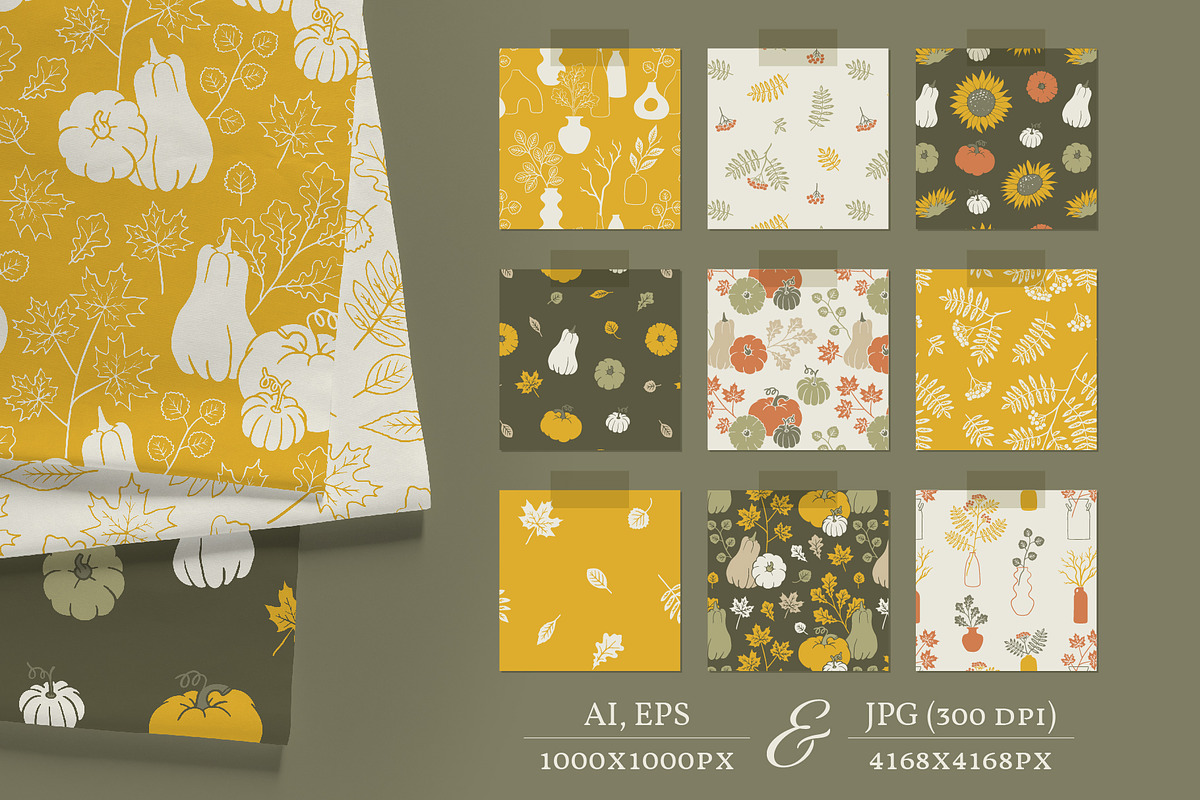 Autumn & Thanksgiving Pattern Set, a Decorative Illustration by Wild and Wonder by Ana (Photo 5 of 13)