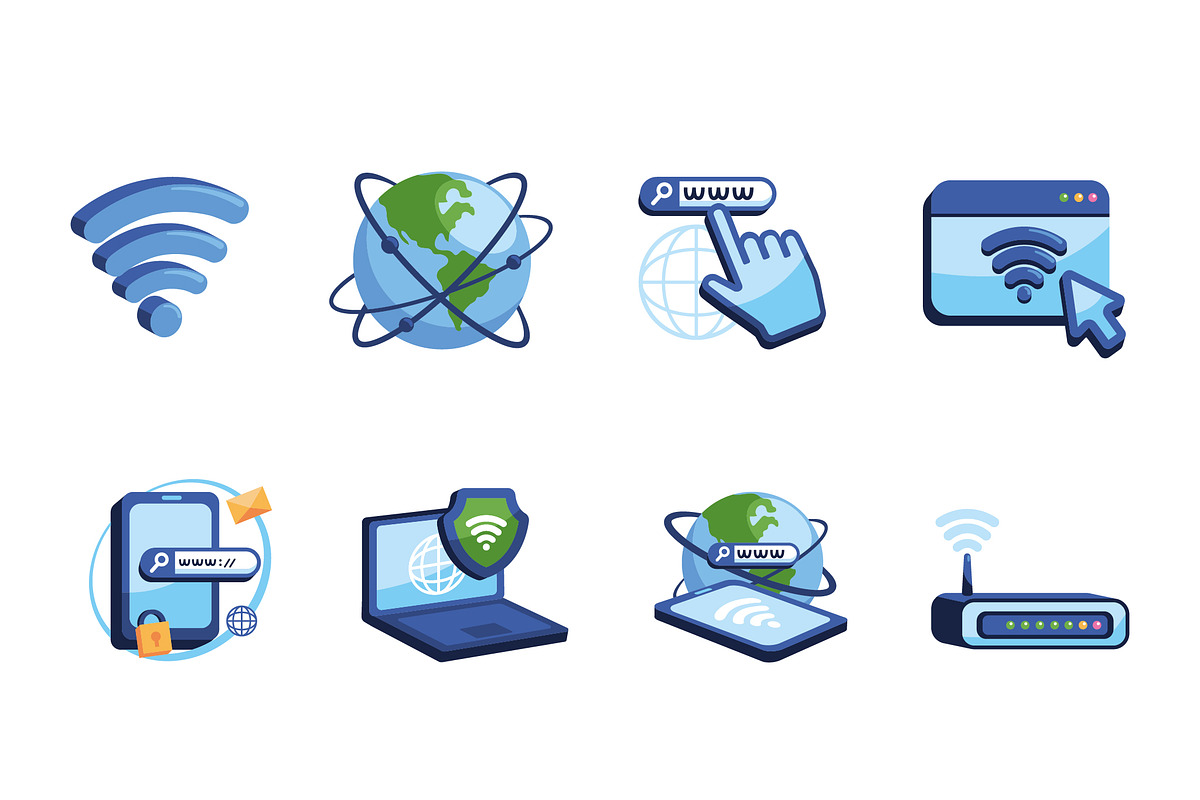 Internet & WiFi Vector Icons