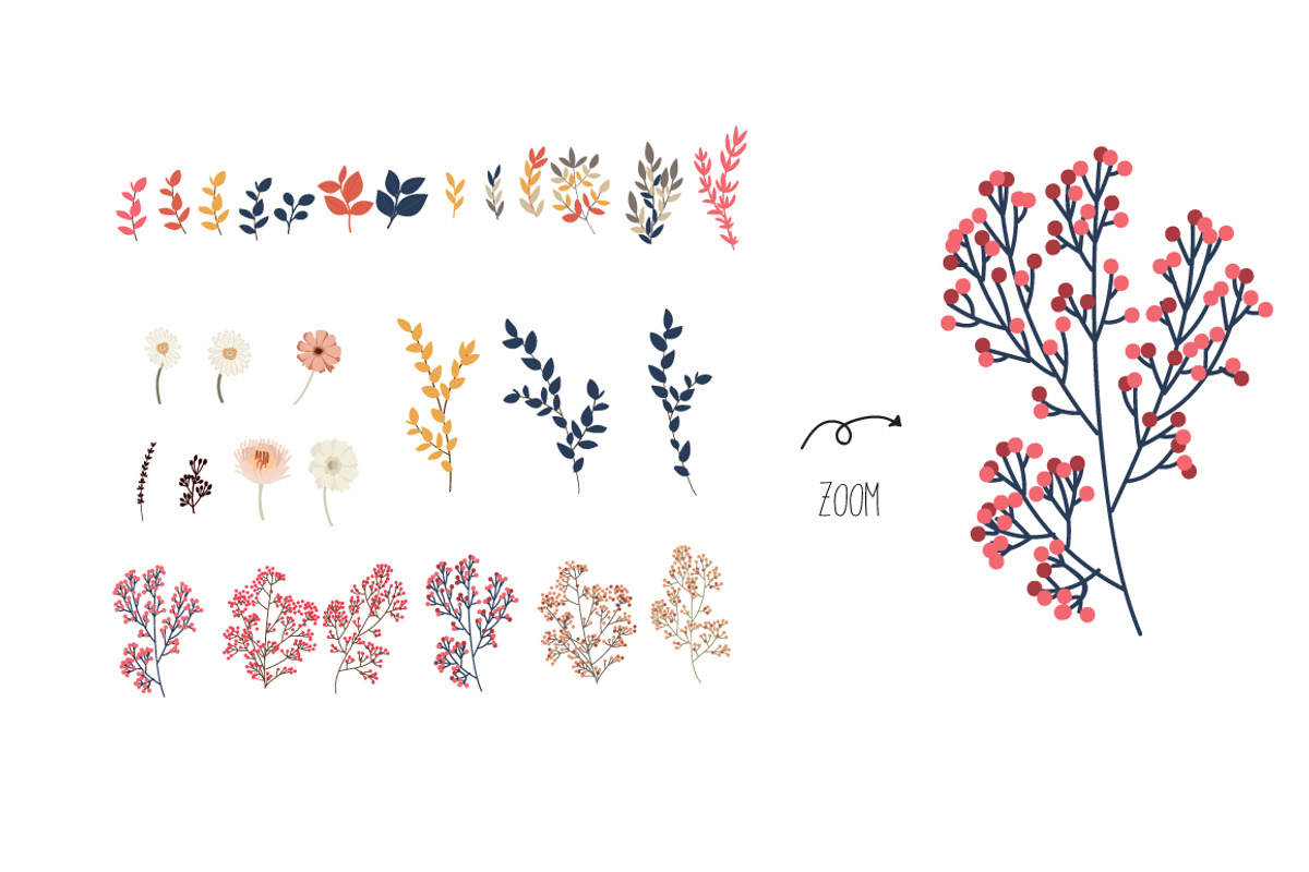 Fall / Autumn Flower ELEMENTS SET, a Decorative Illustration by MooBeer (Photo 4 of 6)