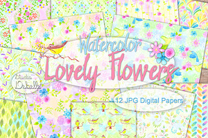 Lovely Flowers - Watercolor patterns