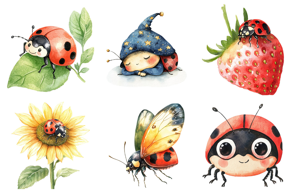 Cute Ladybug Clipart, an Illustration by Daily.Designs (Photo 5 of 5)