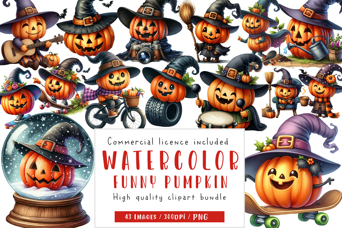 Funny Pumpkin Character Clipart, an Illustration by CreationArt (Photo 1 of 7)