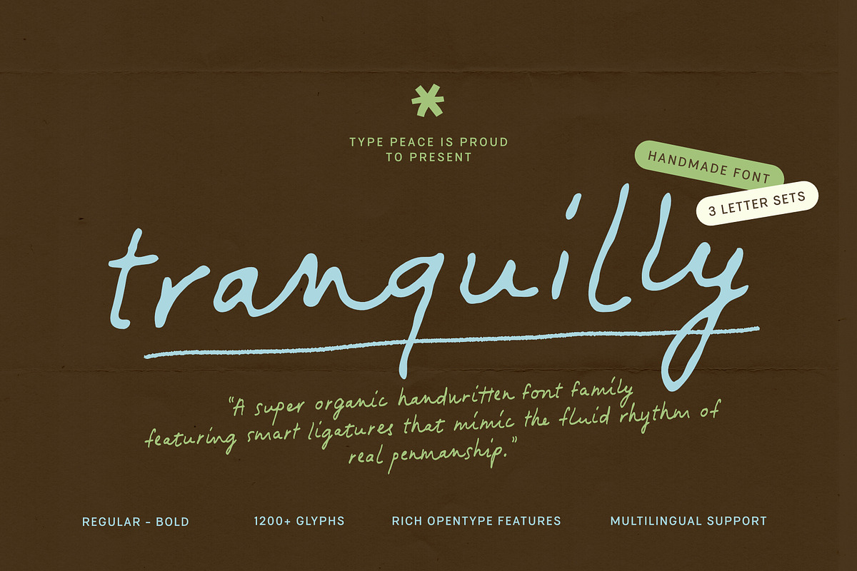 Tranquilly | Handwritten Font, a Handwritten Font by type peace (Photo 1 of 19)