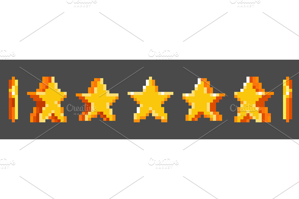 Spinning gold pixel star animation, an Illustration by art PVP - market