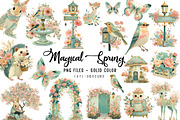 Magical Spring Garden Clipart, an Illustration by CreationArt (Thumbnail 1 of 5)
