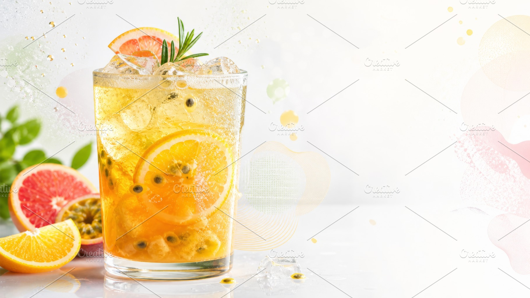 Refreshing citrus beverage with grap, a Photo by Dvoevnore photos