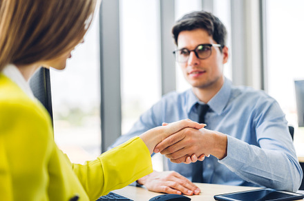 Image two business partner meeting successful handshake together, a Person Photo by Art_Photo