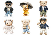 Watercolor Teddy Bear Clipart, a Seasonal Illustration by CitraGraphics (Thumbnail 3 of 6)