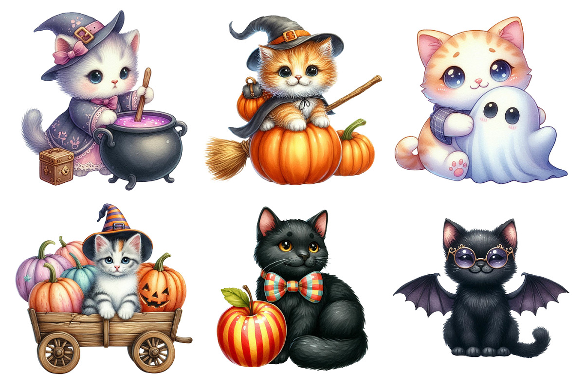 Nursery Halloween Black Cat Clipart, an Illustration by Daily.Designs (Photo 2 of 5)