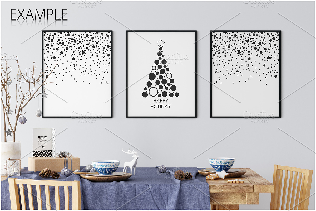 Christmas Frame & Wall Mockup Bundle, a Print Template by Yuri-U (Photo 10 of 22)