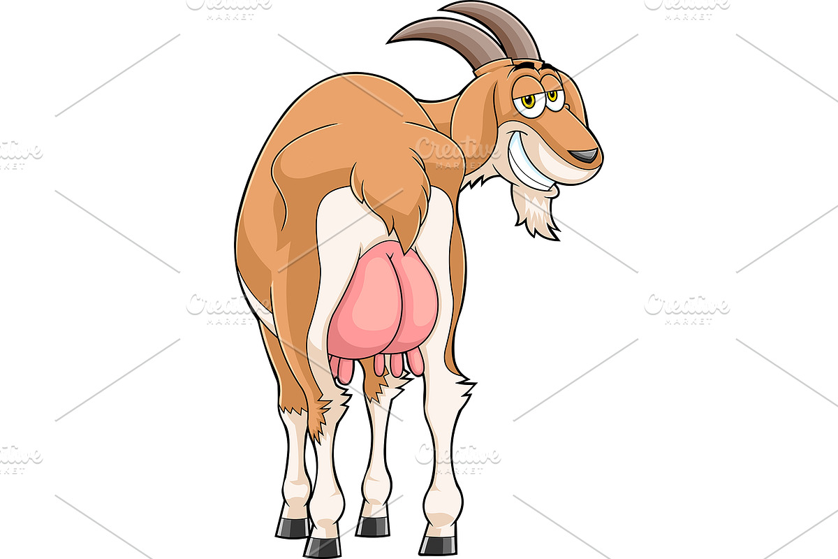 Smiling Female Goat Character, an Illustration by HitToon